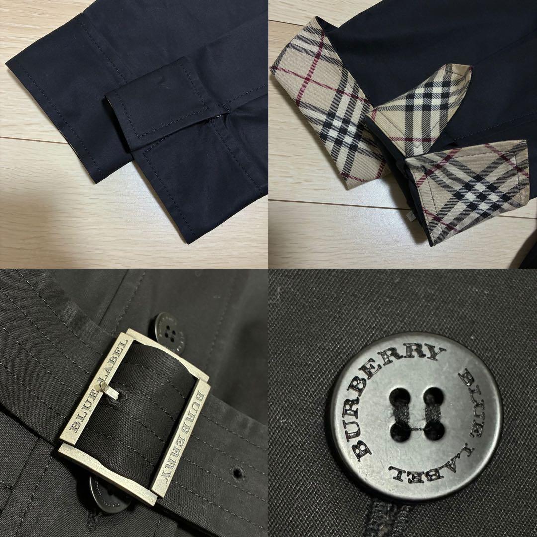 極美品✨バーバリーブルーレーベル トレンチコート ノバチェック ベルト ブラック