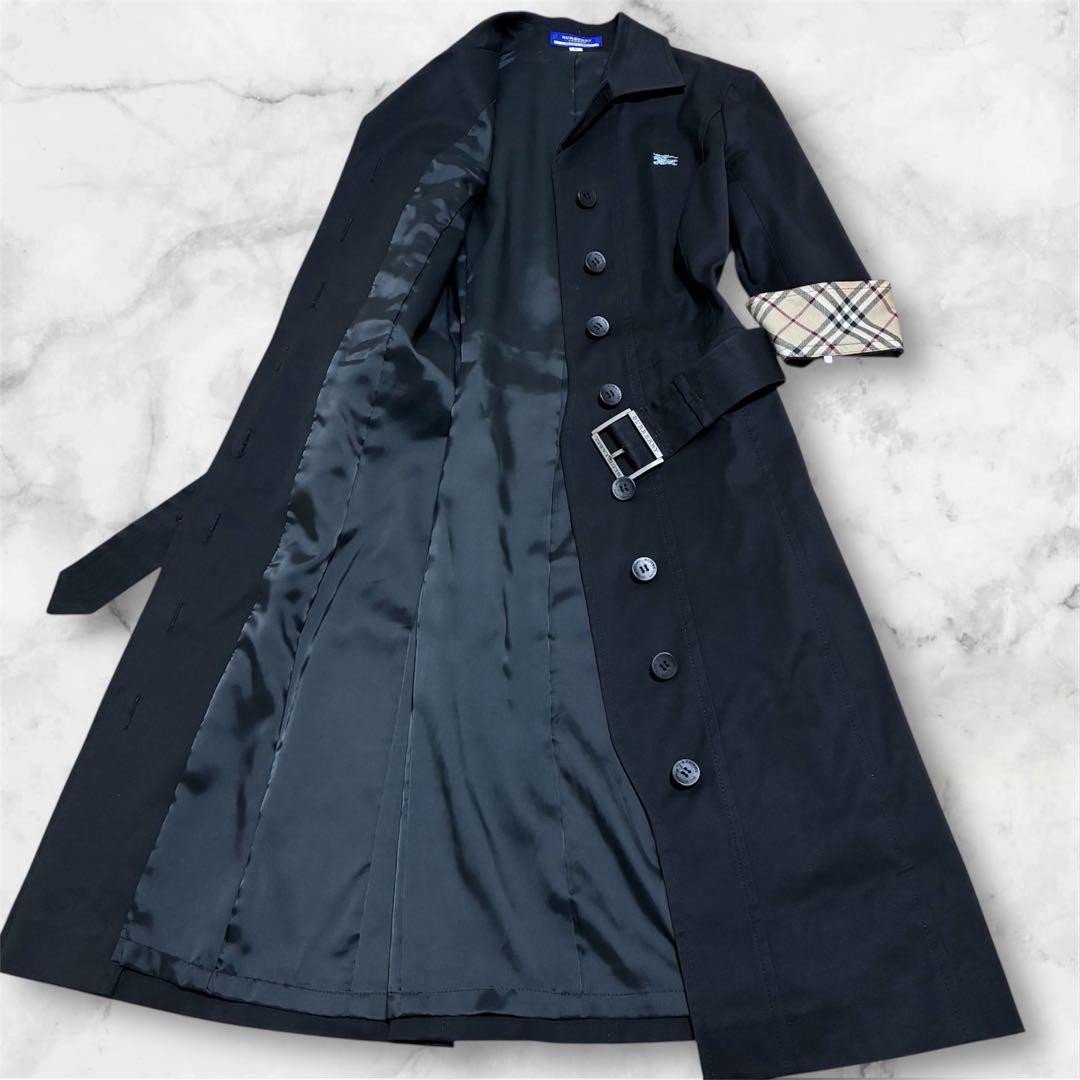 極美品✨バーバリーブルーレーベル トレンチコート ノバチェック ベルト ブラック
