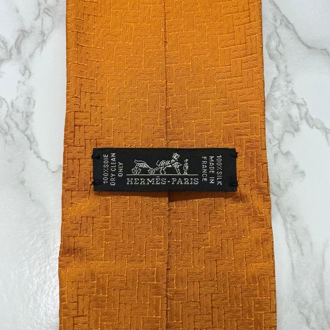 ✨極美品✨ 現行 HERMES ネクタイ シルク100% ファソネH オレンジ