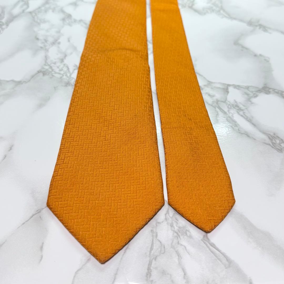 ✨極美品✨ 現行 HERMES ネクタイ シルク100% ファソネH オレンジ