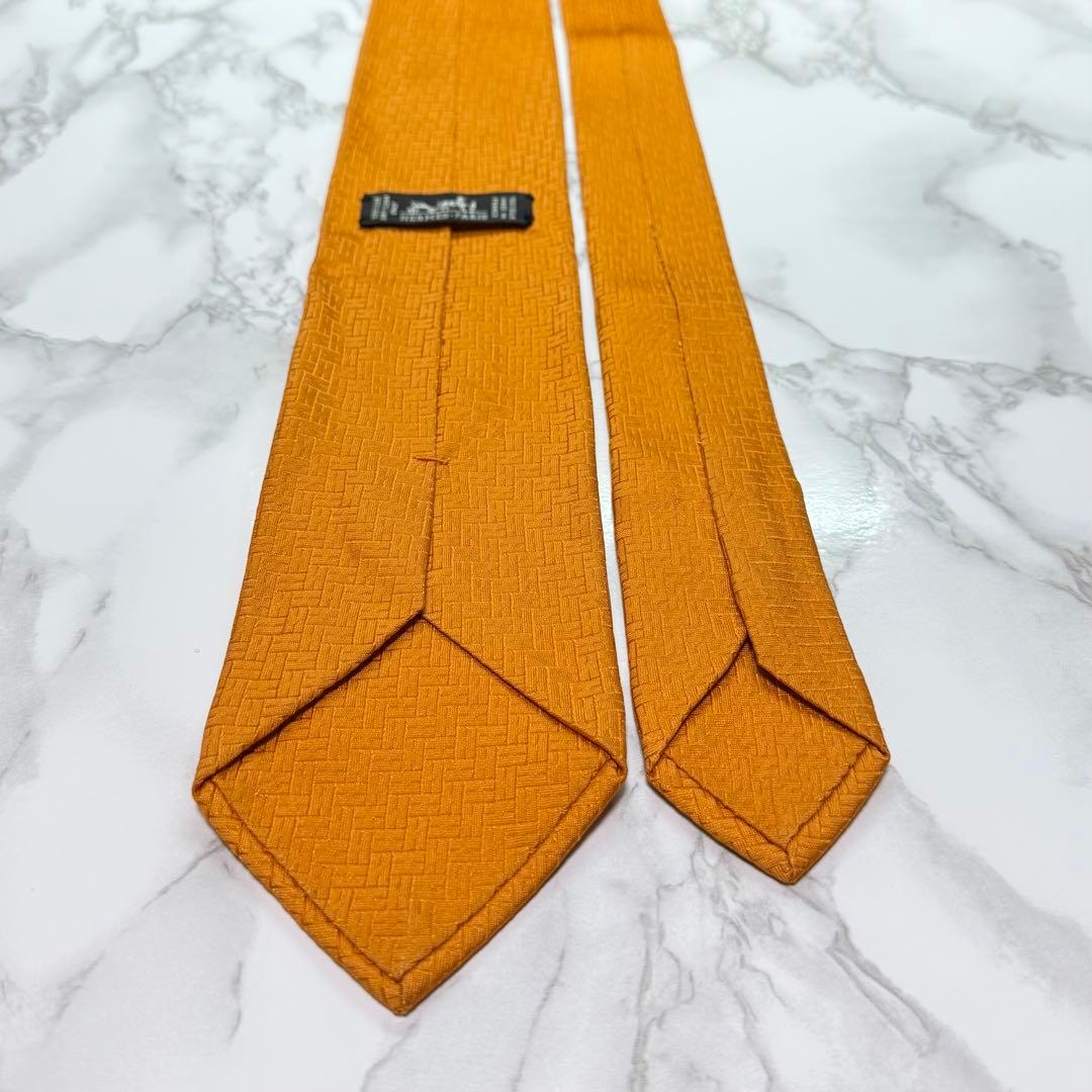 ✨極美品✨ 現行 HERMES ネクタイ シルク100% ファソネH オレンジ