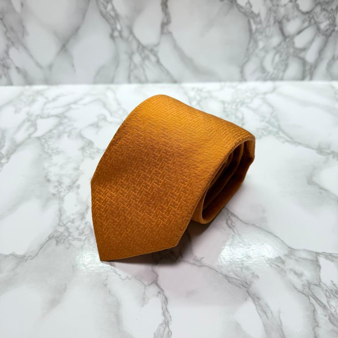 ✨極美品✨ 現行 HERMES ネクタイ シルク100% ファソネH オレンジ