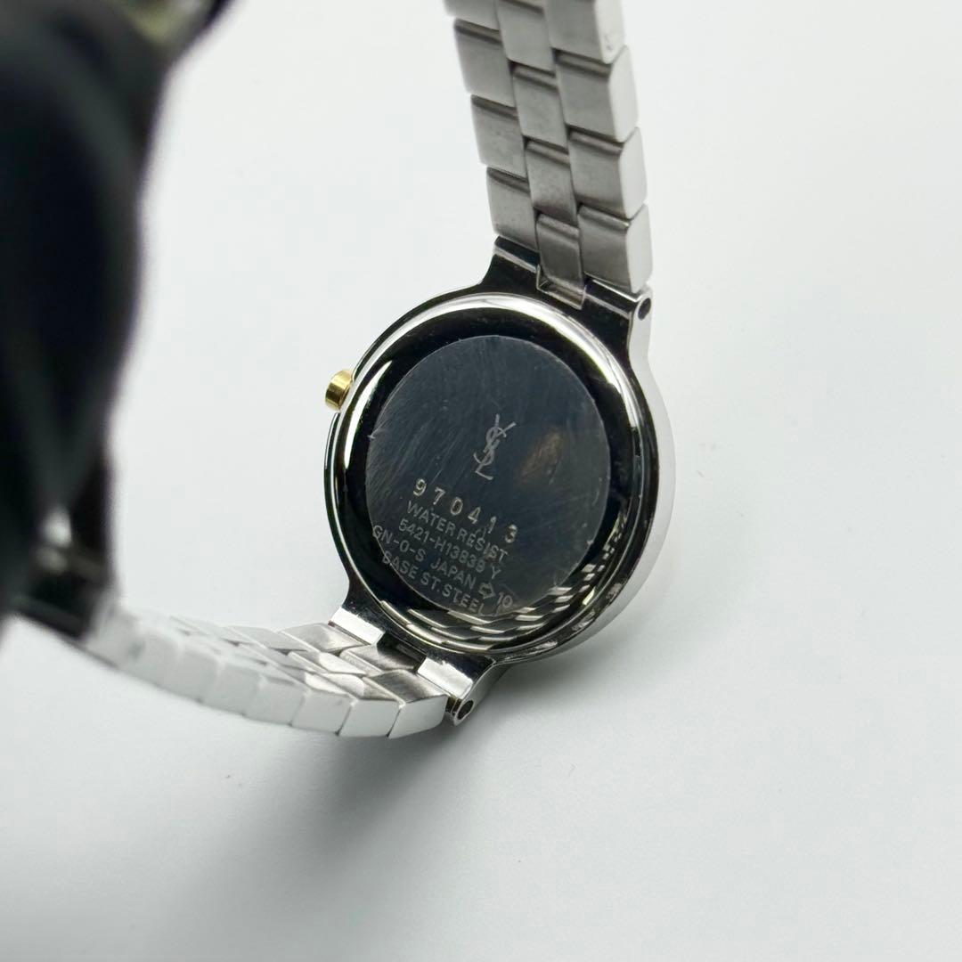 ✨新品電池・稼働✨サンローラン 腕時計 クォーツ ラウンド コンビ ビジネス