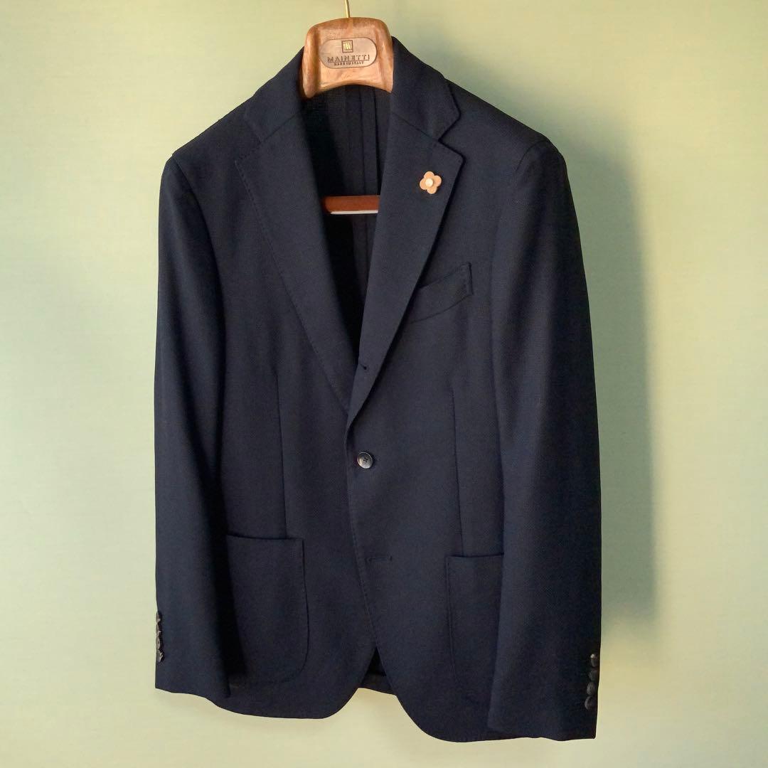 LARDINI ラルディーニ ウール ホップサック ジャケット 44ネイビー伊製