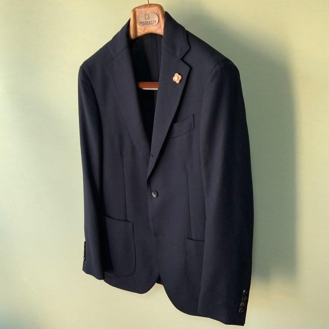 LARDINI ラルディーニ ウール ホップサック ジャケット 44ネイビー伊製