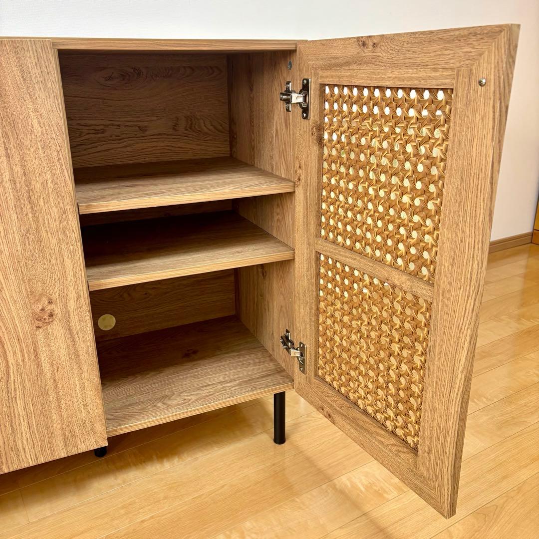 【LOWYA】ロウヤ [幅120] ラタン調キャビネット リビングボード