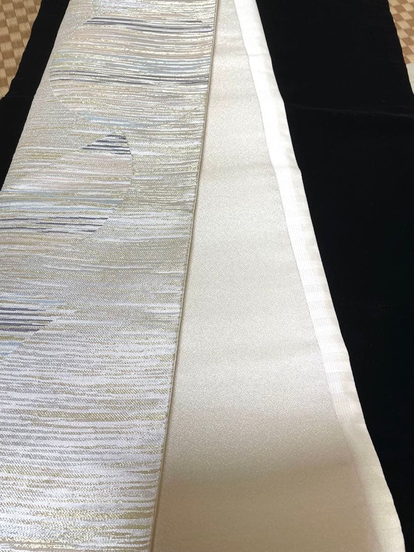 ♦️逸品　正絹　幾何学丸模様　洒落袋の作り帯