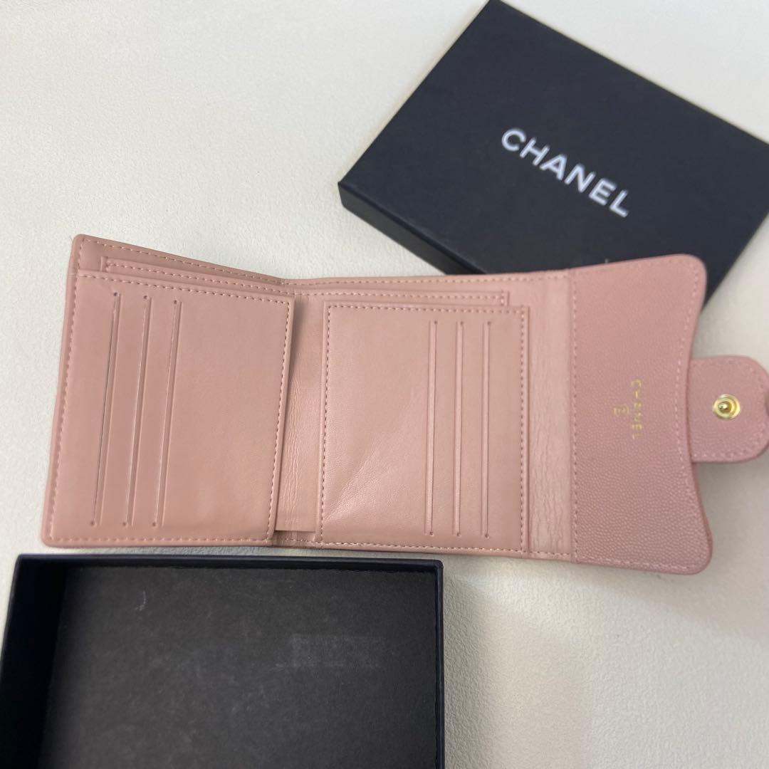 CHANEL ピンク キルティング 三つ折り財布