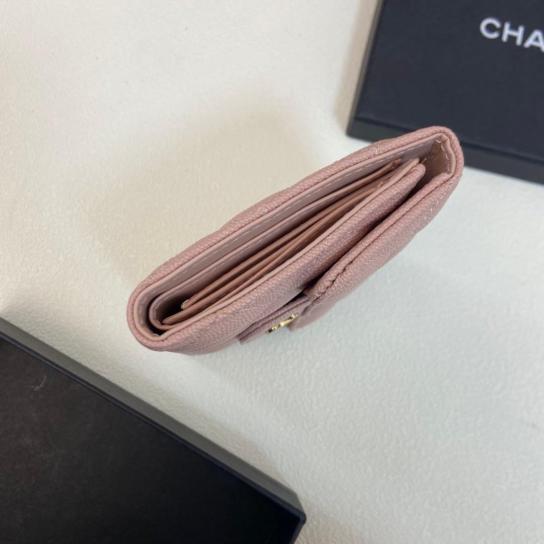 CHANEL ピンク キルティング 三つ折り財布