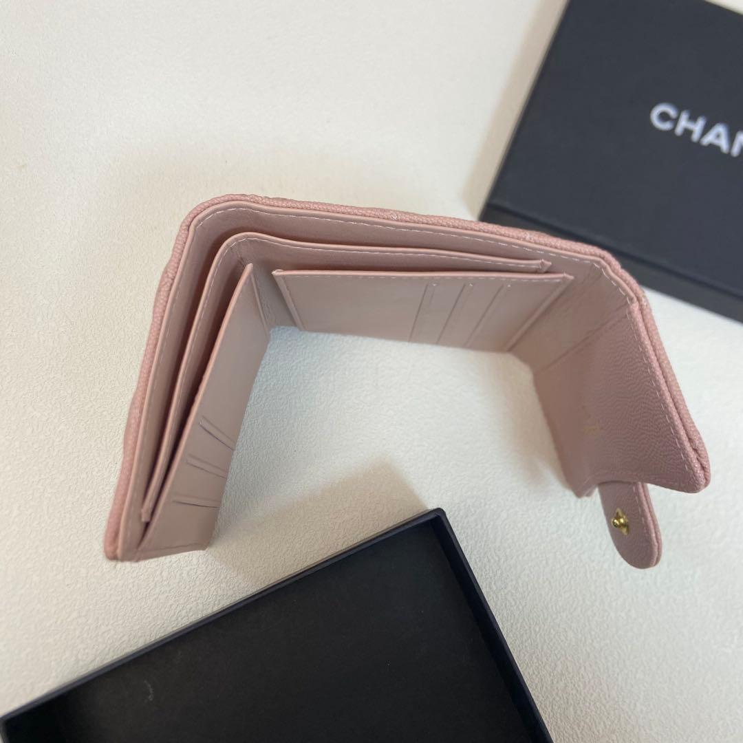 CHANEL ピンク キルティング 三つ折り財布