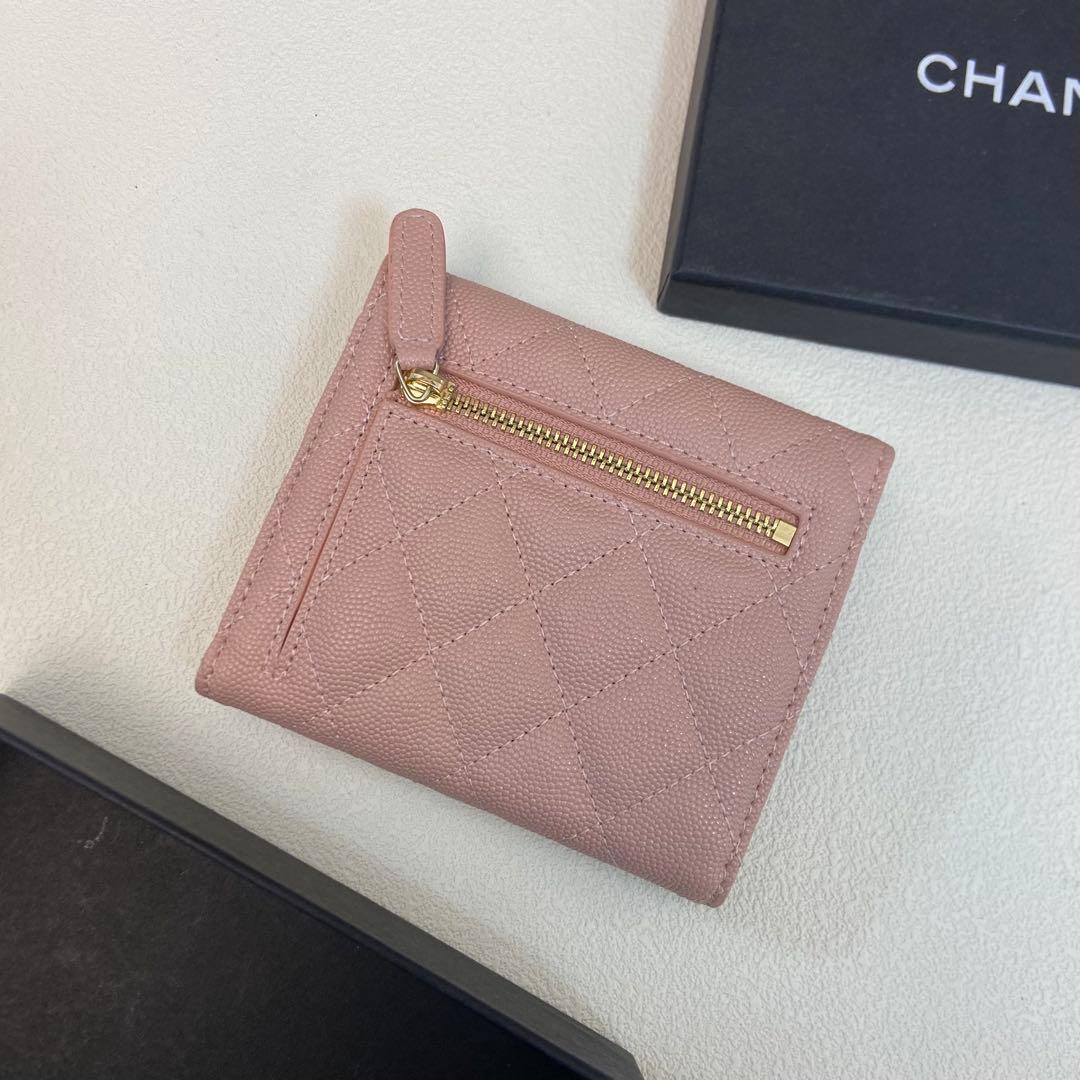 CHANEL ピンク キルティング 三つ折り財布