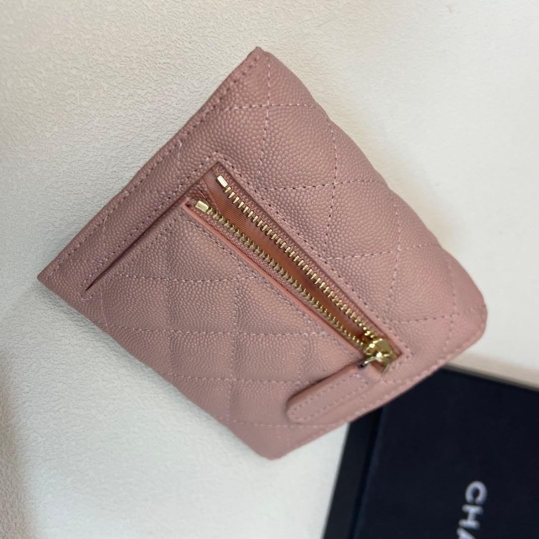 CHANEL ピンク キルティング 三つ折り財布