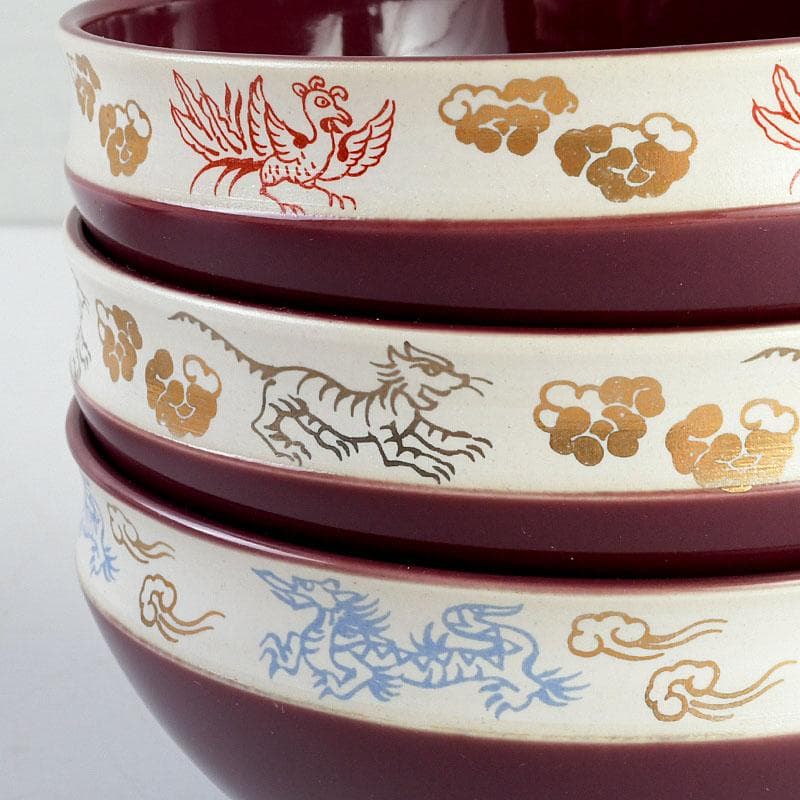 茶道具　瑞穂窯造　紫交趾　五神数茶碗　十客　共箱　V　9505D