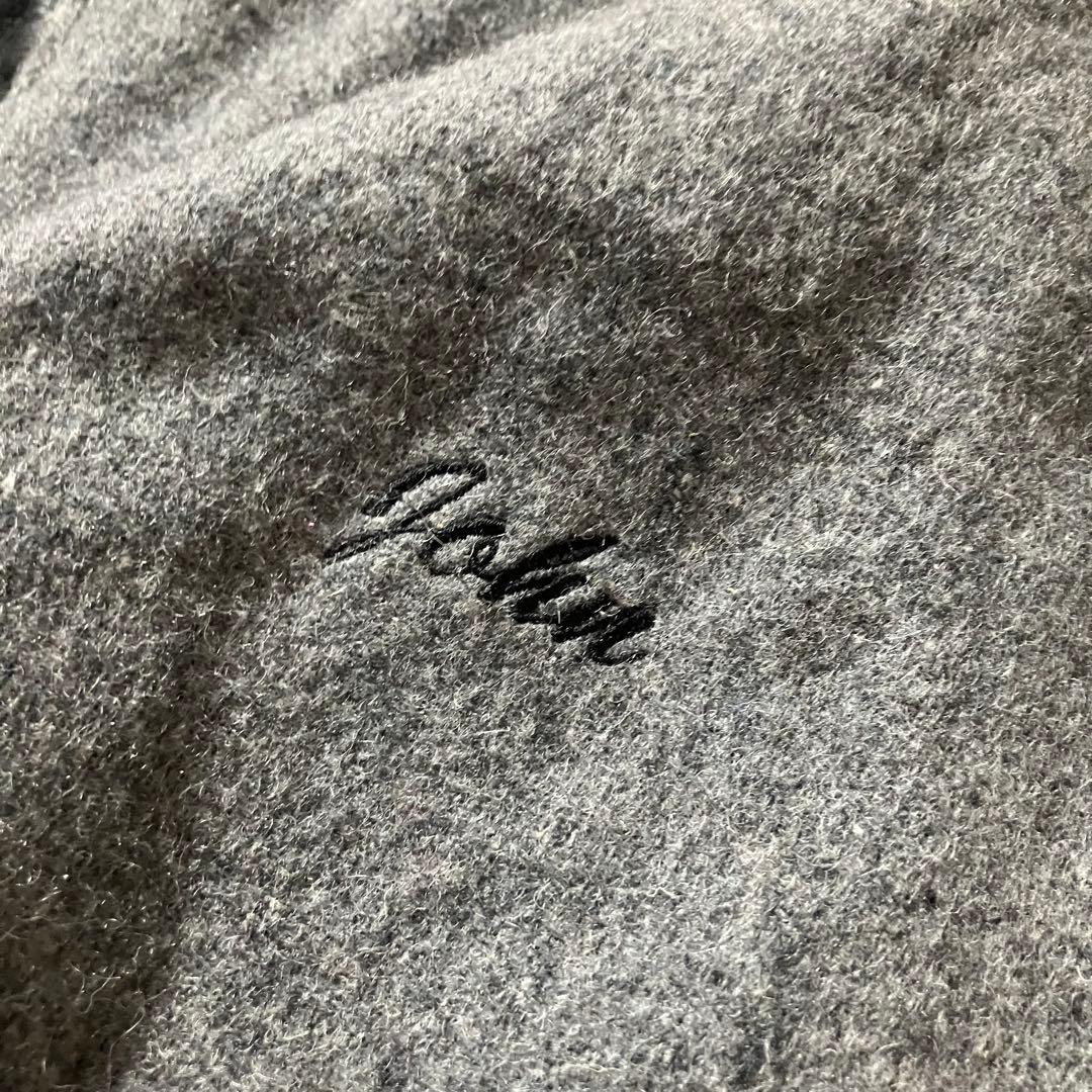 90sUSA製ウールレザーLAKCKARTCLUBスタジャングレー×ブラック