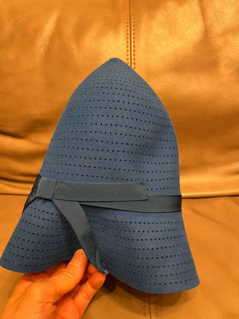 ボルサリーノ　パンチングフェルト　折り畳みハット　ブルー