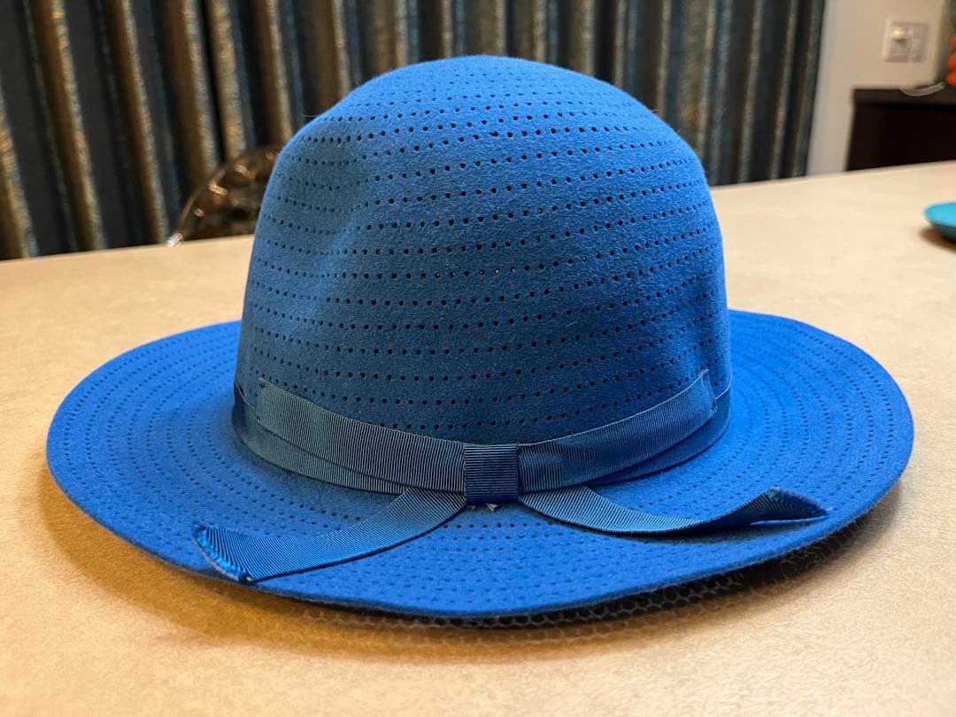 ボルサリーノ　パンチングフェルト　折り畳みハット　ブルー
