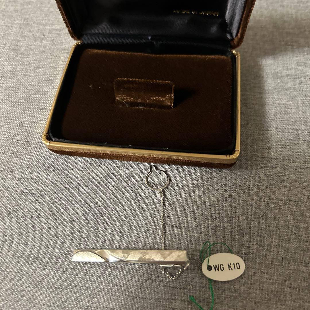 ホワイトゴールド ネクタイピン K10 専用ケース付き