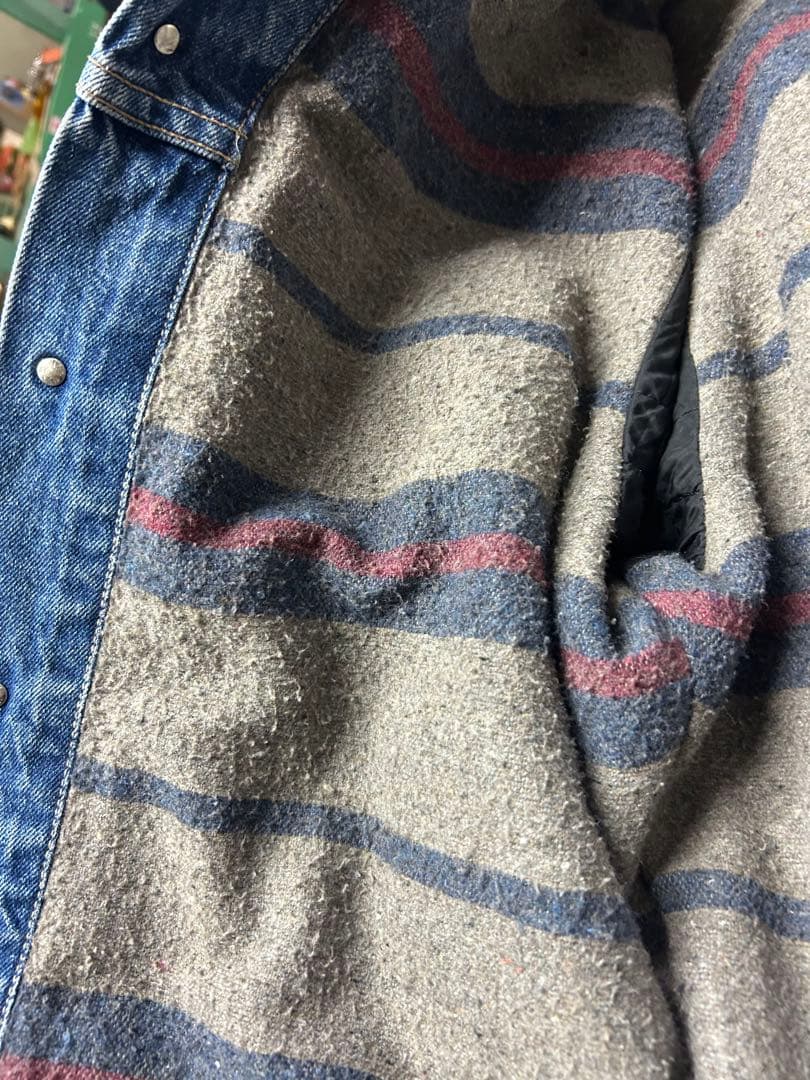 Levi's 80s 90sデニムジャケット ブランケット 革襟付き XL