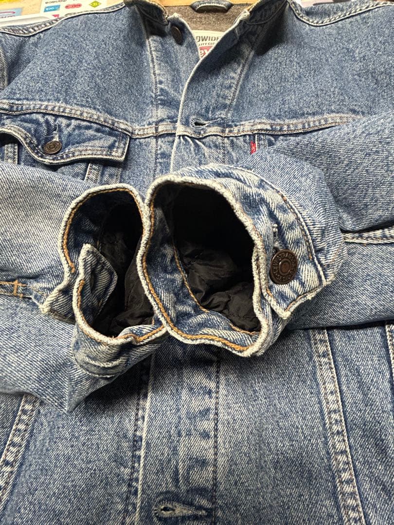 Levi's 80s 90sデニムジャケット ブランケット 革襟付き XL