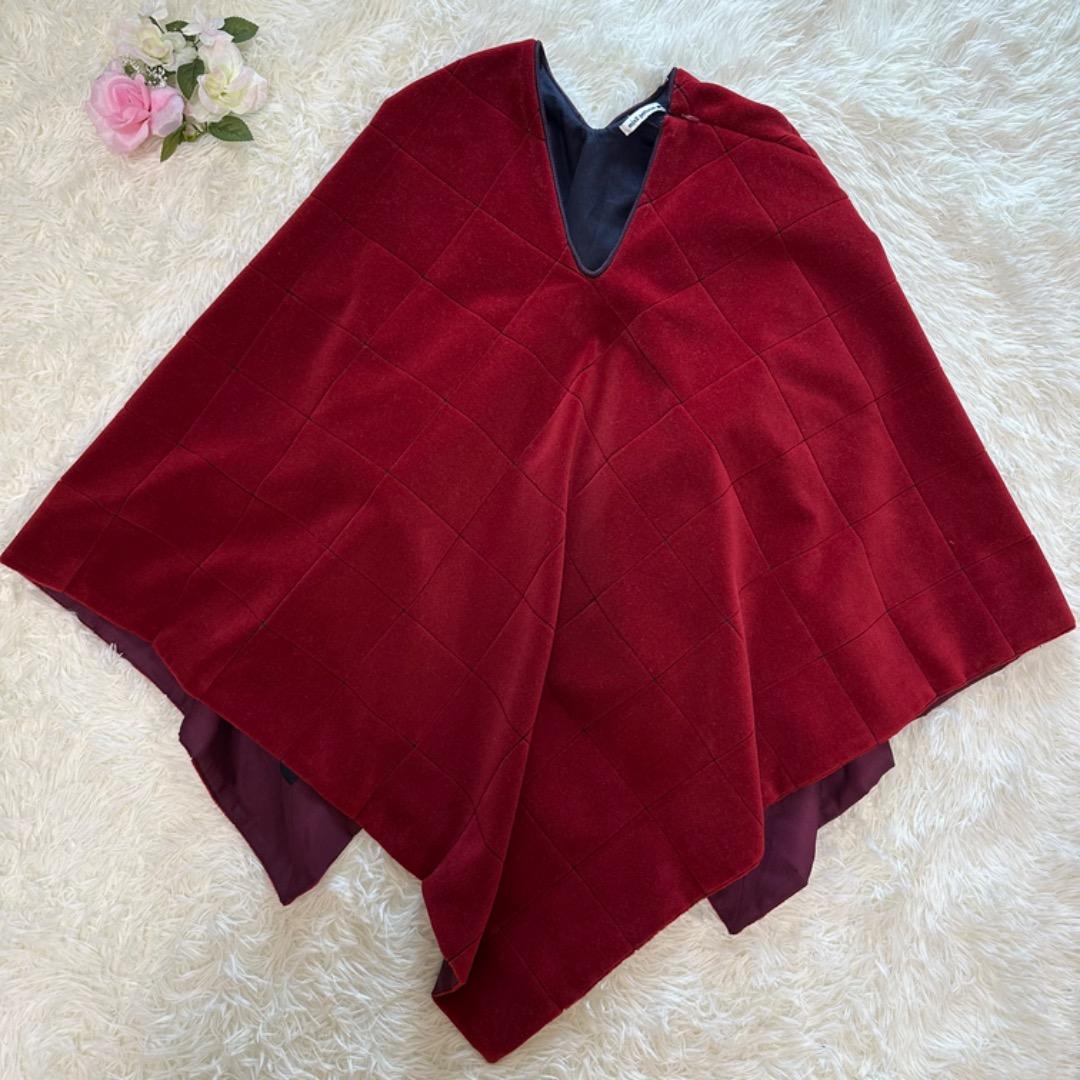 ミナペルホネン✨モスタイル ポンチョ ボルドー ワインレッド