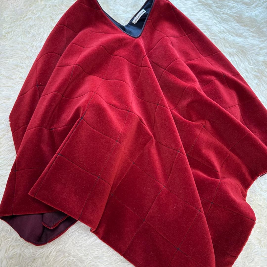 ミナペルホネン✨モスタイル ポンチョ ボルドー ワインレッド