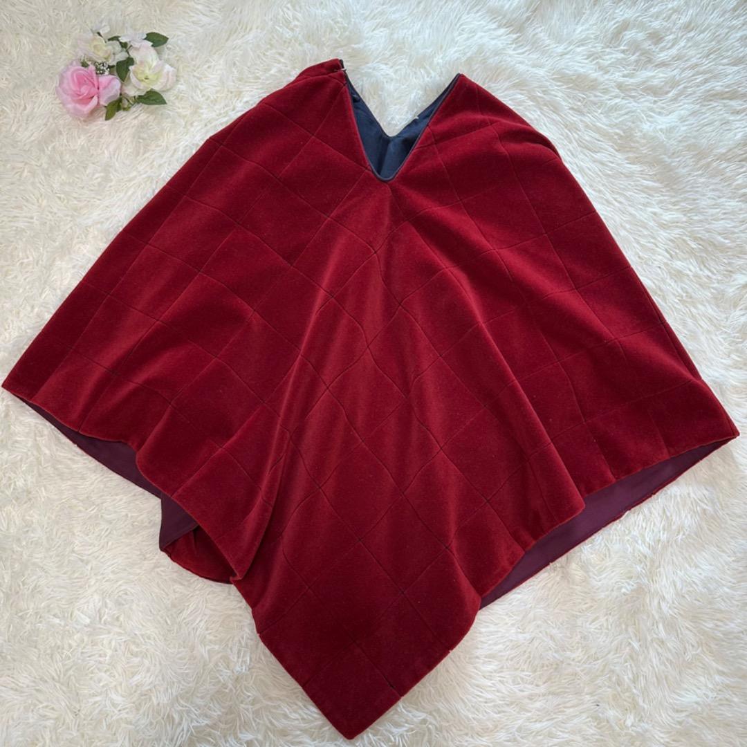 ミナペルホネン✨モスタイル ポンチョ ボルドー ワインレッド