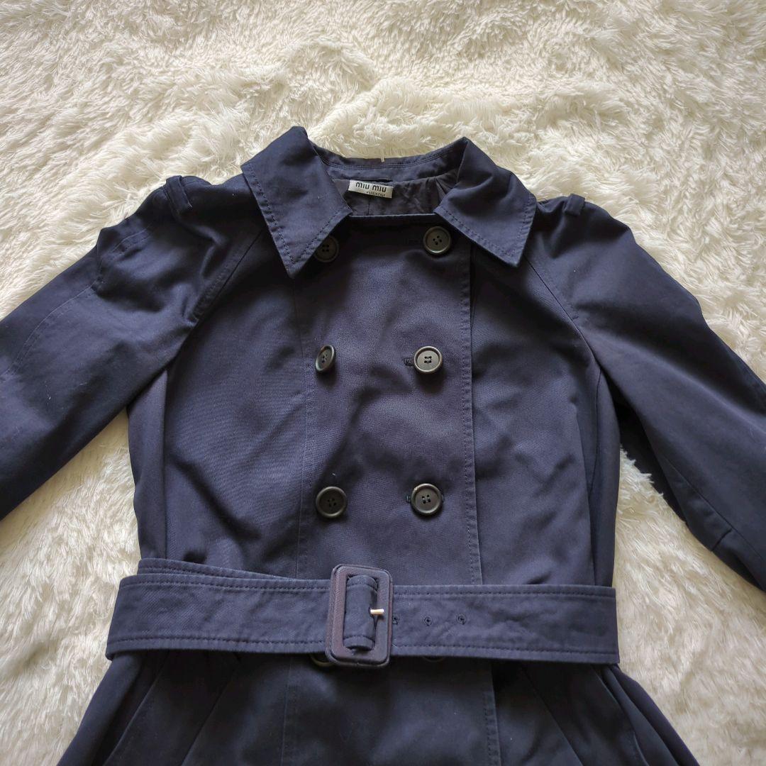 Miu Miu （ミュウミュウ）トレンチコート サイズ38　ネイビー　ベルト付