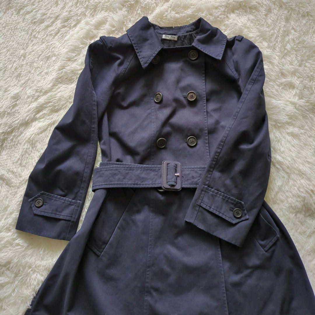 Miu Miu （ミュウミュウ）トレンチコート サイズ38　ネイビー　ベルト付