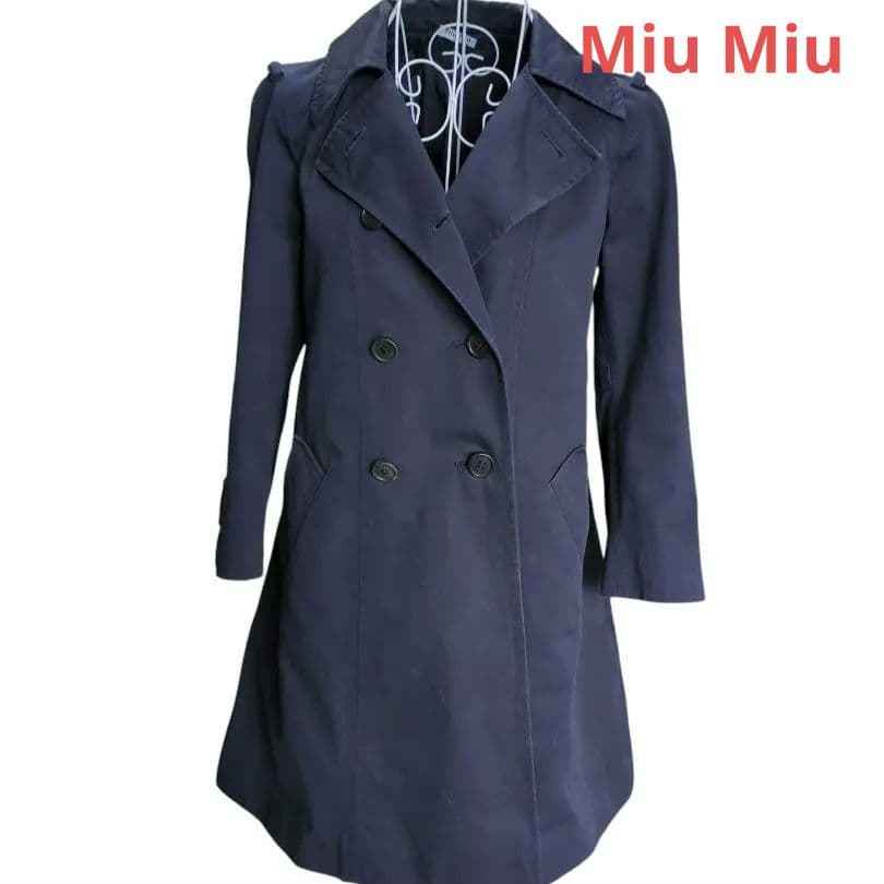 Miu Miu （ミュウミュウ）トレンチコート サイズ38　ネイビー　ベルト付