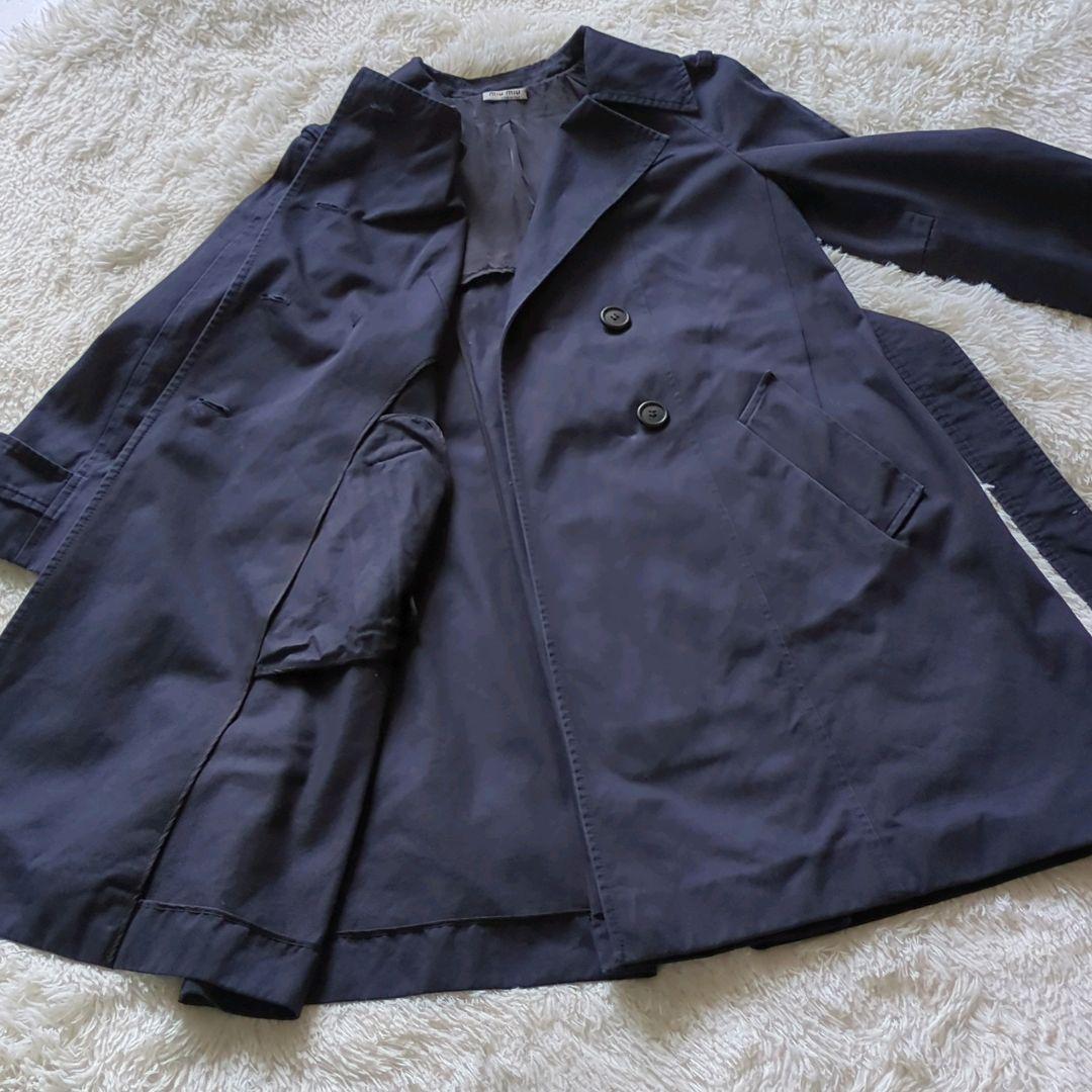 Miu Miu （ミュウミュウ）トレンチコート サイズ38　ネイビー　ベルト付
