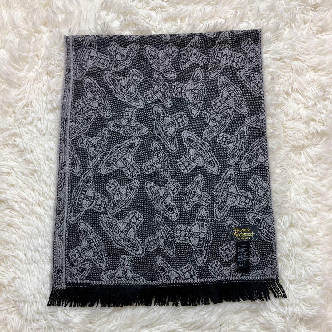 極美品希少ヴィヴィアンウエストウッド リバーシブル　マフラー イタリア製 グレー