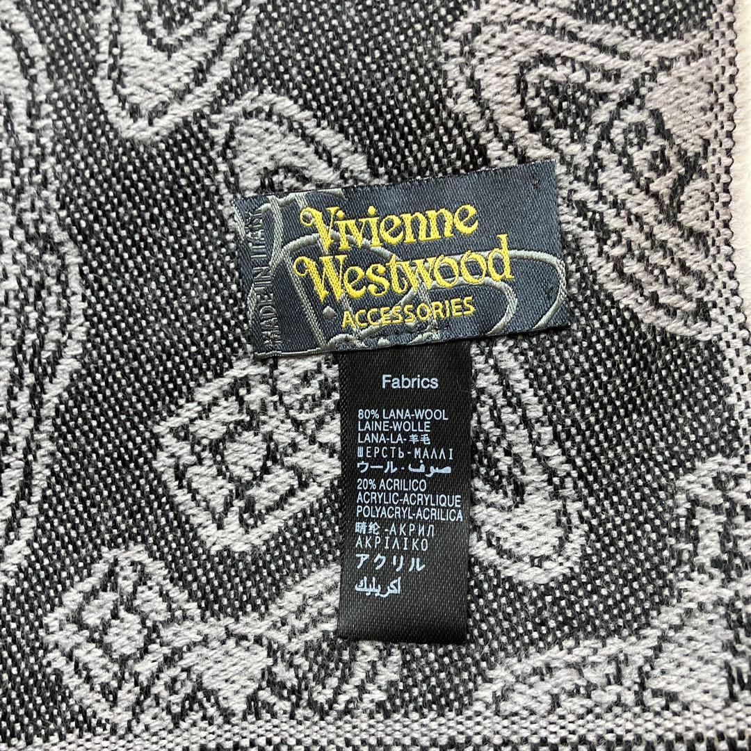 極美品希少ヴィヴィアンウエストウッド リバーシブル　マフラー イタリア製 グレー