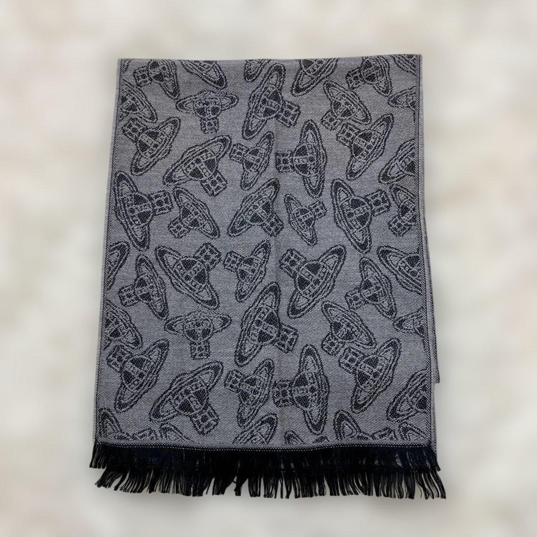 極美品希少ヴィヴィアンウエストウッド リバーシブル　マフラー イタリア製 グレー