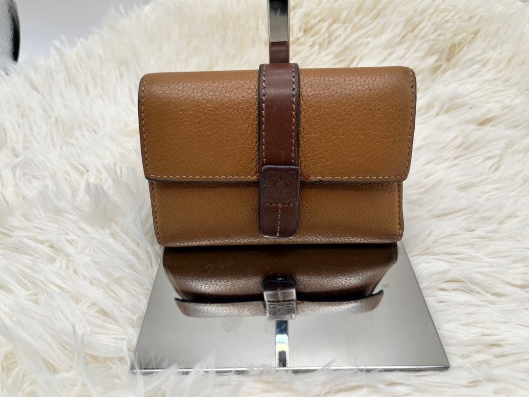 ✨美品✨ロエベ　三つ折り財布　トライフォールドウォレット　ブラウン　アナグラム