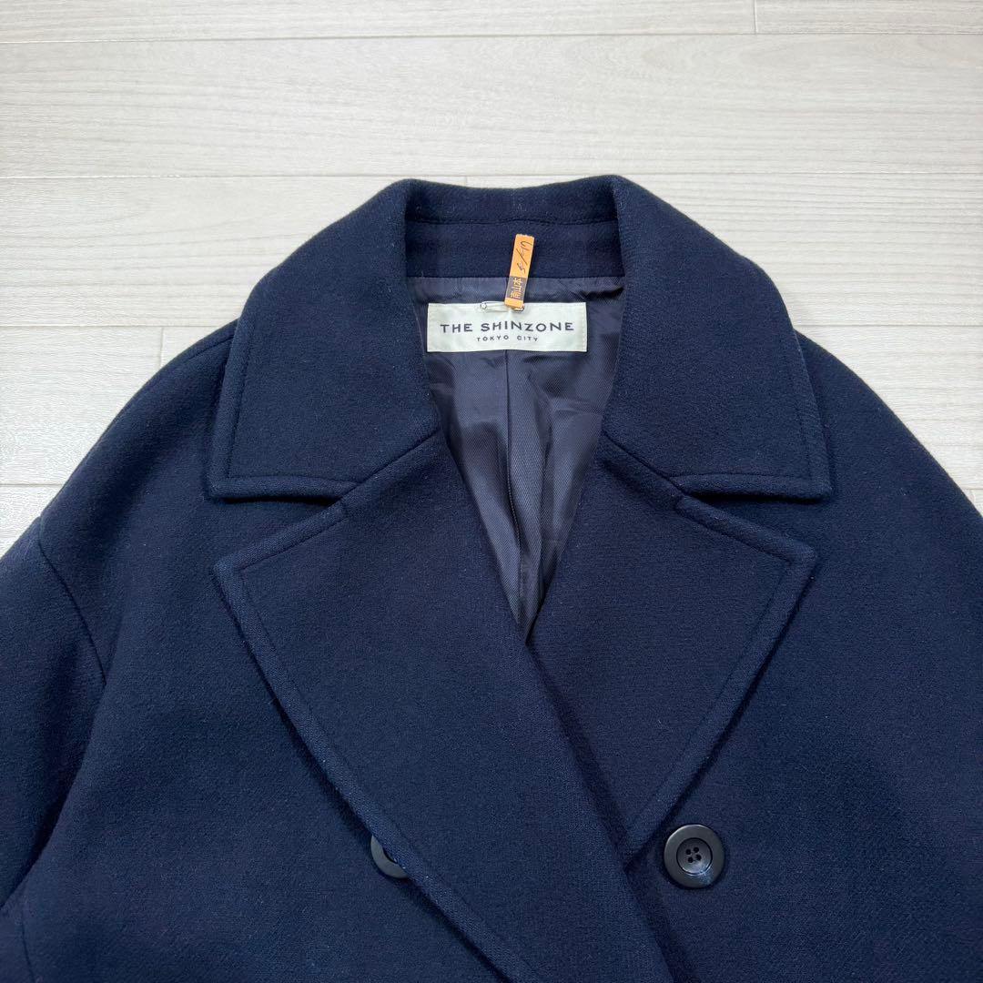 完売品 シンゾーン オーバーサイズ ダブルブレスト Pコート ネイビー 36 S