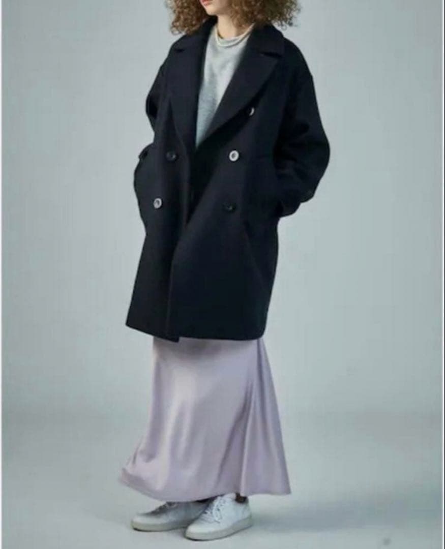 完売品 シンゾーン オーバーサイズ ダブルブレスト Pコート ネイビー 36 S