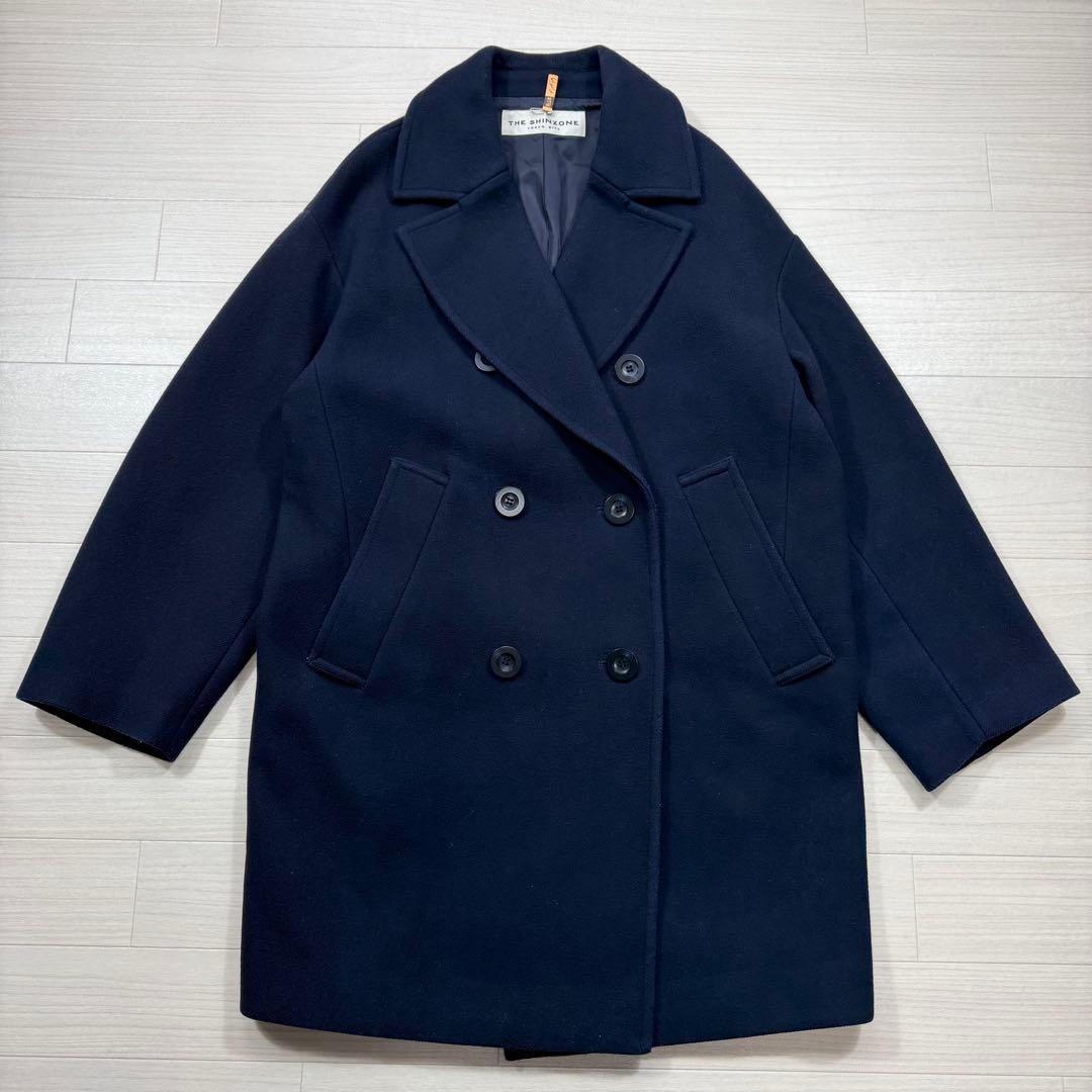 完売品 シンゾーン オーバーサイズ ダブルブレスト Pコート ネイビー 36 S
