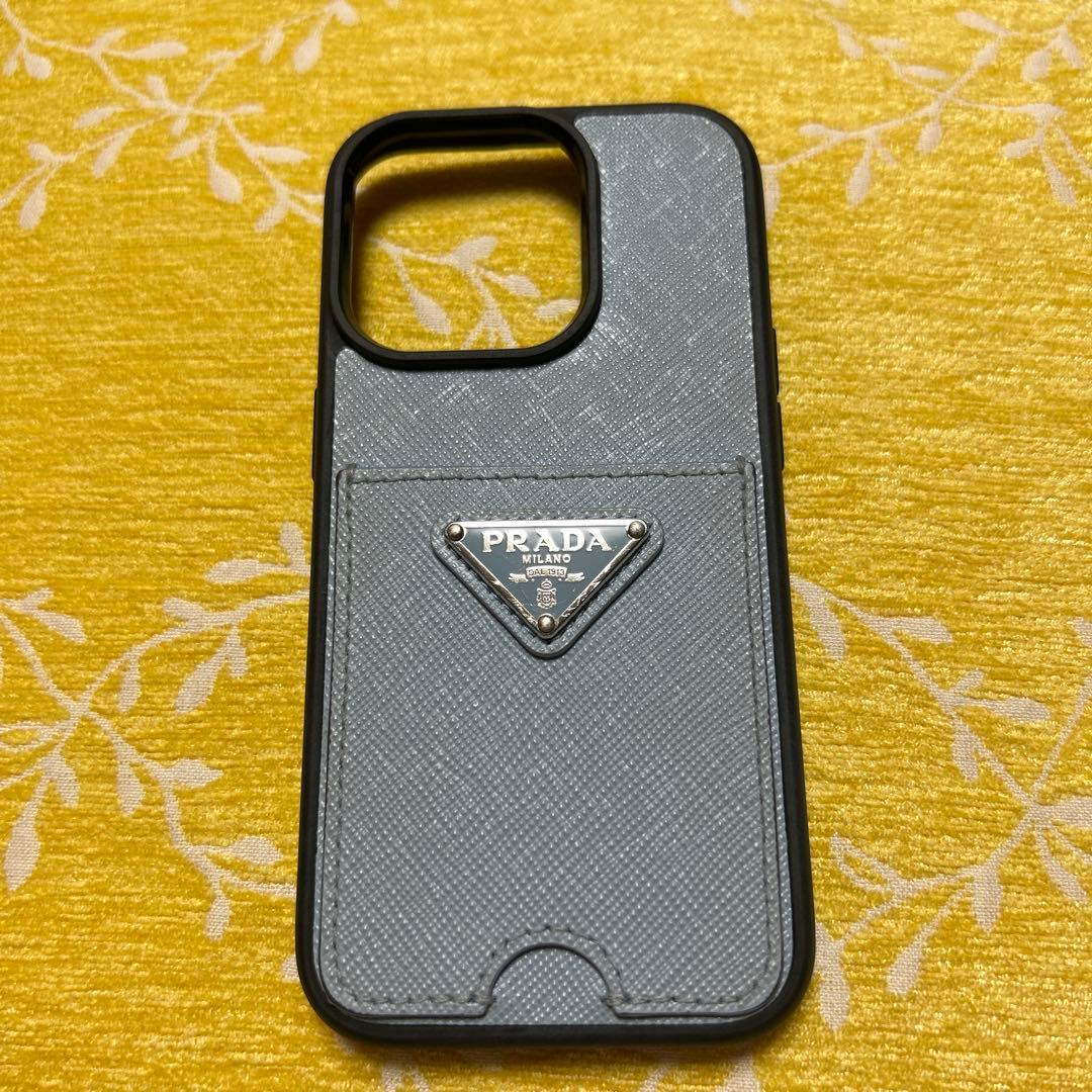 PRADA サフィアーノ iPhone14pro ケース ライトブルー