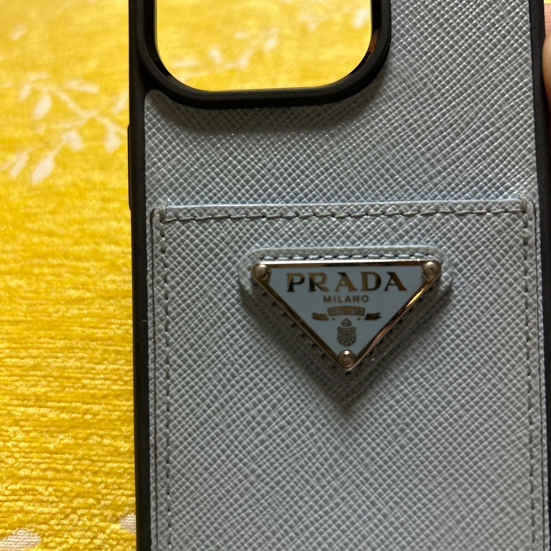 PRADA サフィアーノ iPhone14pro ケース ライトブルー