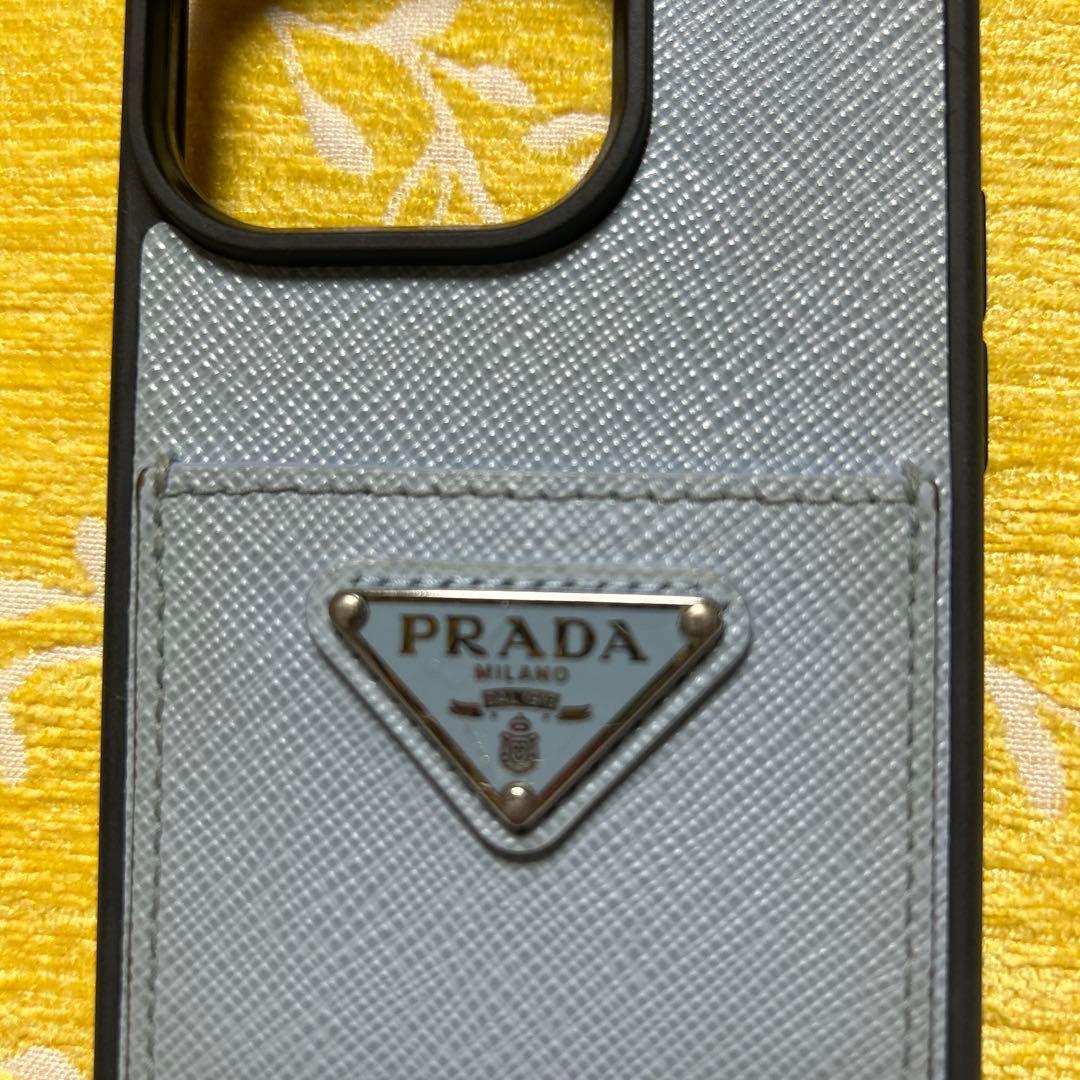 PRADA サフィアーノ iPhone14pro ケース ライトブルー