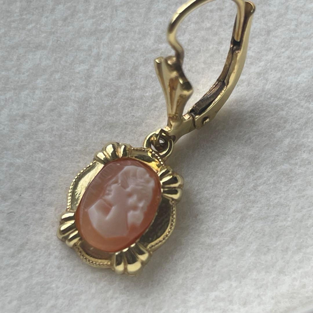 【美品】イギリス製 シェルカメオ ピアス アンティーク カメオピアス