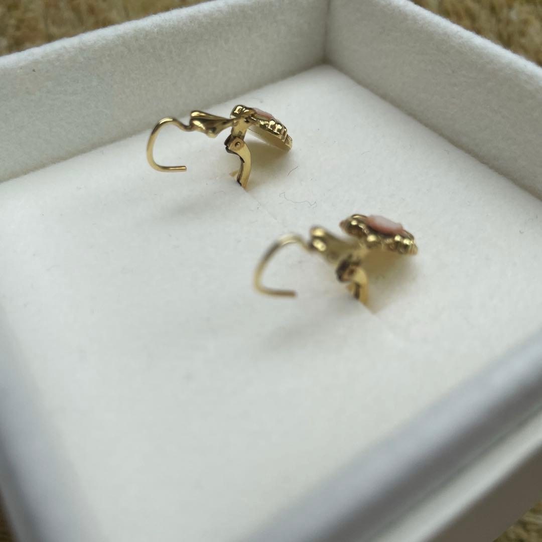 【美品】イギリス製 シェルカメオ ピアス アンティーク カメオピアス