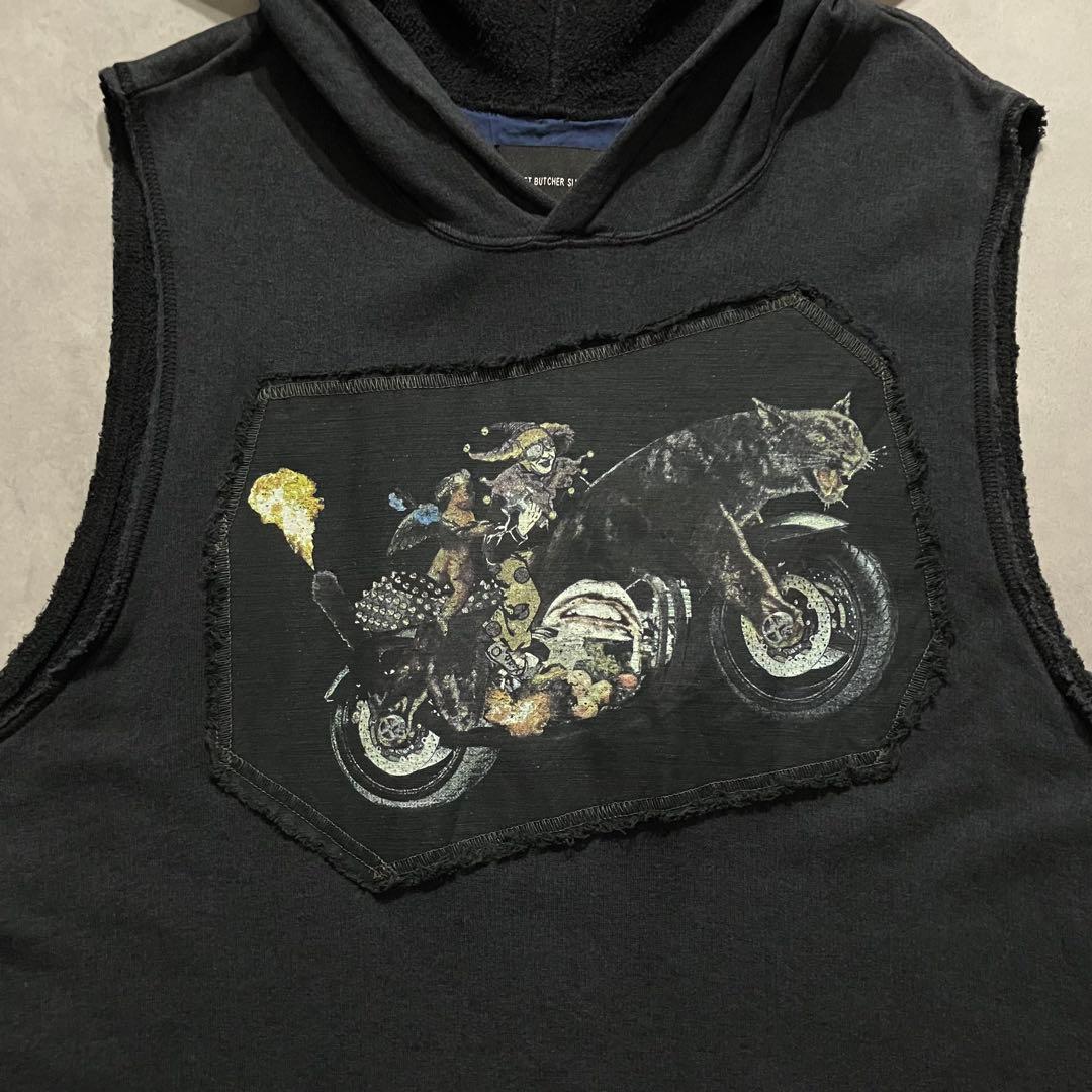 ダイエットブッチャースリムスキン ノースリーブ フード ベスト パーカー y2k