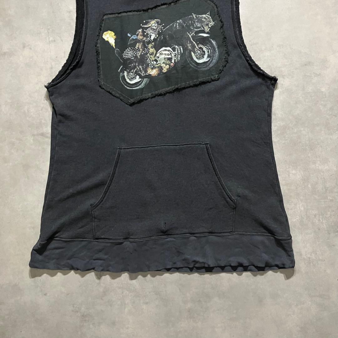 ダイエットブッチャースリムスキン ノースリーブ フード ベスト パーカー y2k