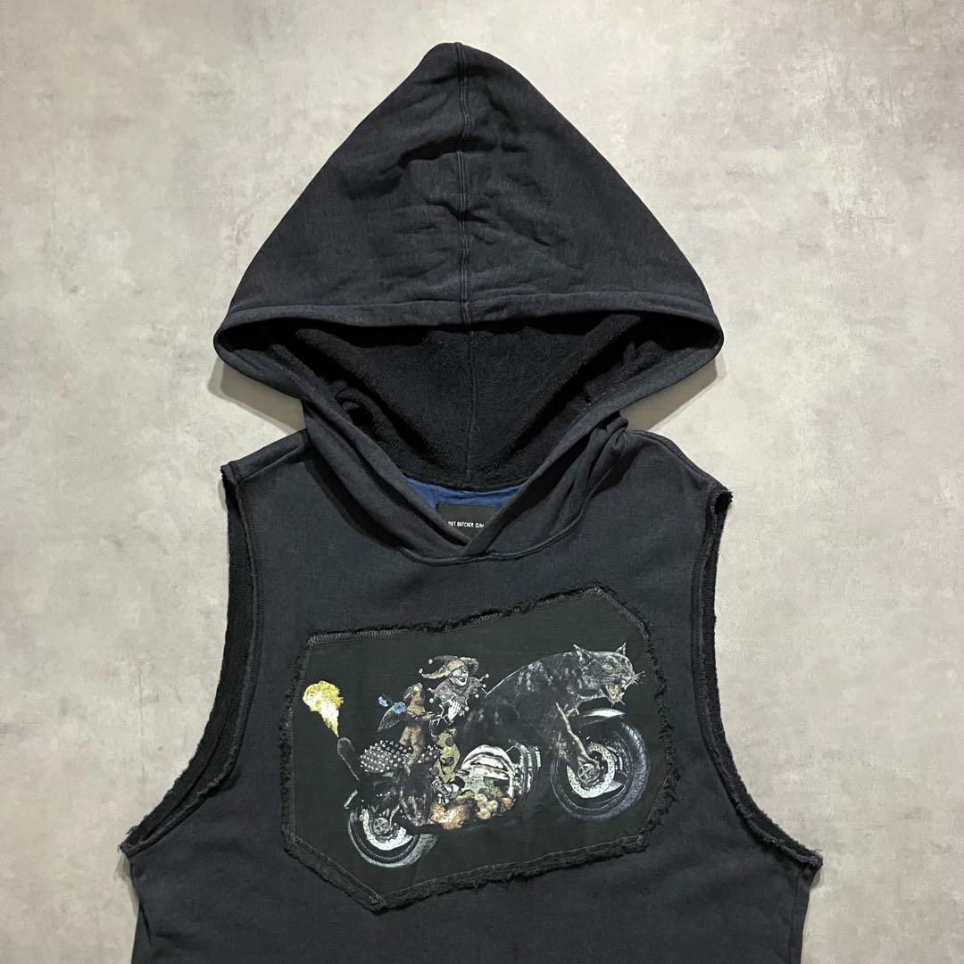 ダイエットブッチャースリムスキン ノースリーブ フード ベスト パーカー y2k