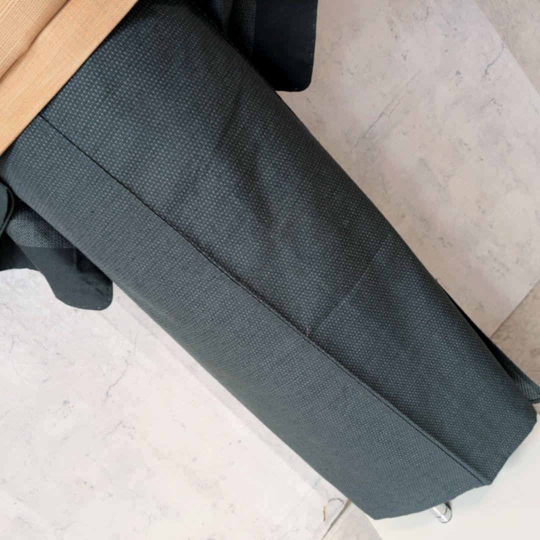 単衣　紬　着物　小紋　フルセット　正絹　深緑　F5