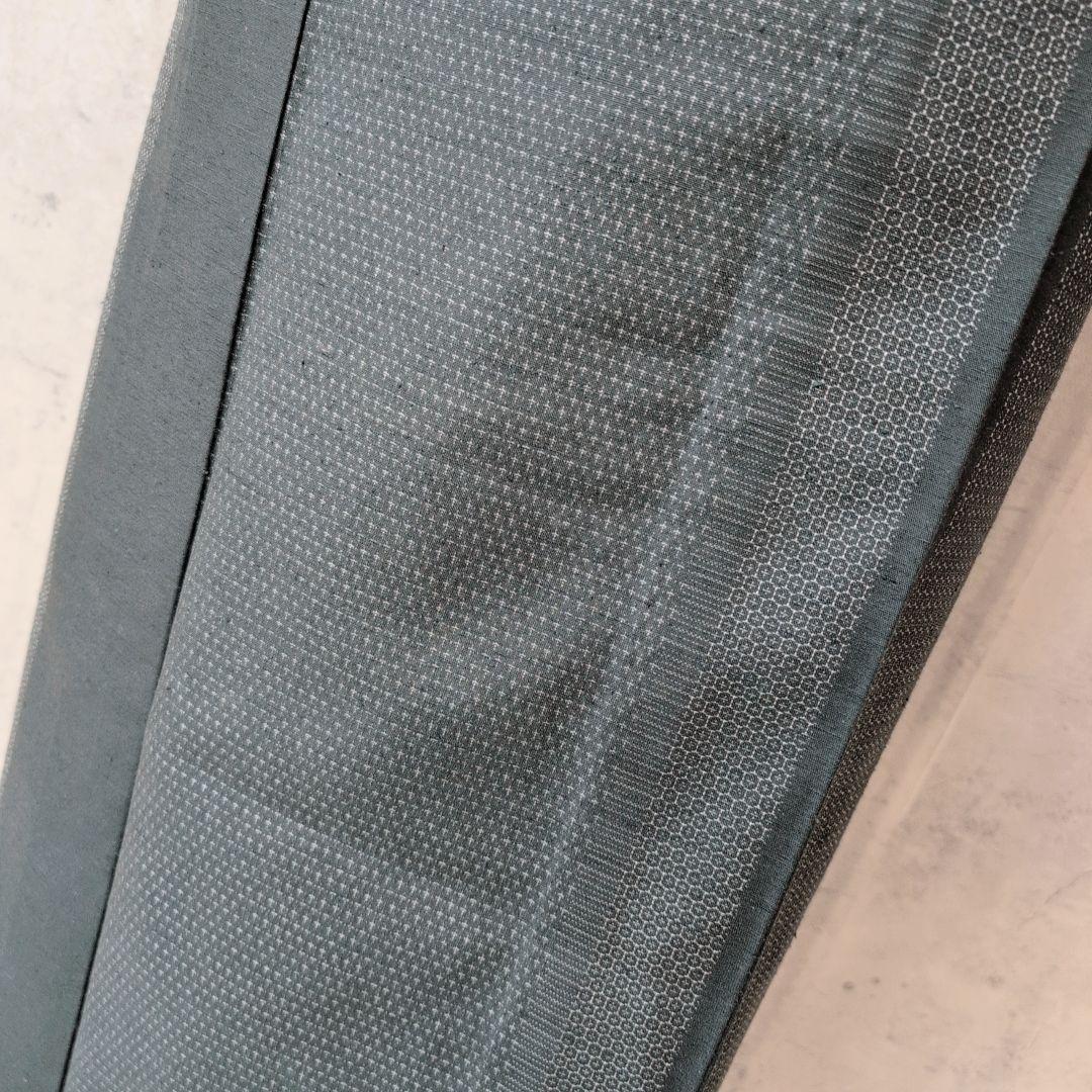 単衣　紬　着物　小紋　フルセット　正絹　深緑　F5