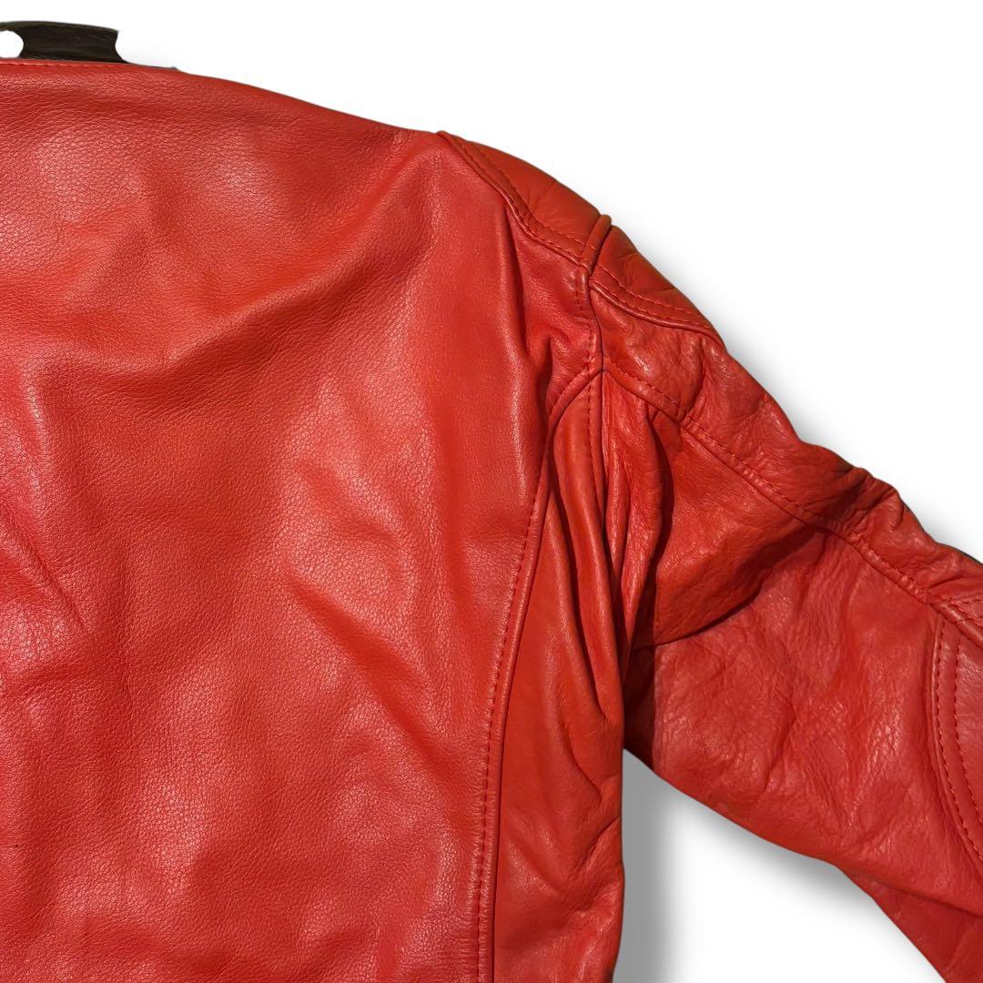 希少 YAMAHA ヤマハ レーシング レザースーツ つなぎ 牛革 赤黒 L