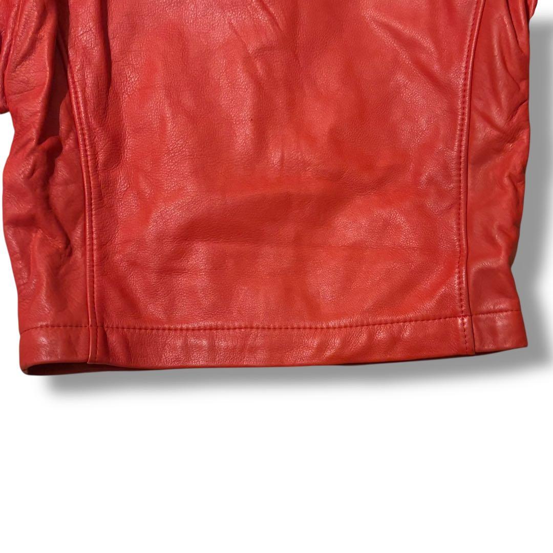 希少 YAMAHA ヤマハ レーシング レザースーツ つなぎ 牛革 赤黒 L