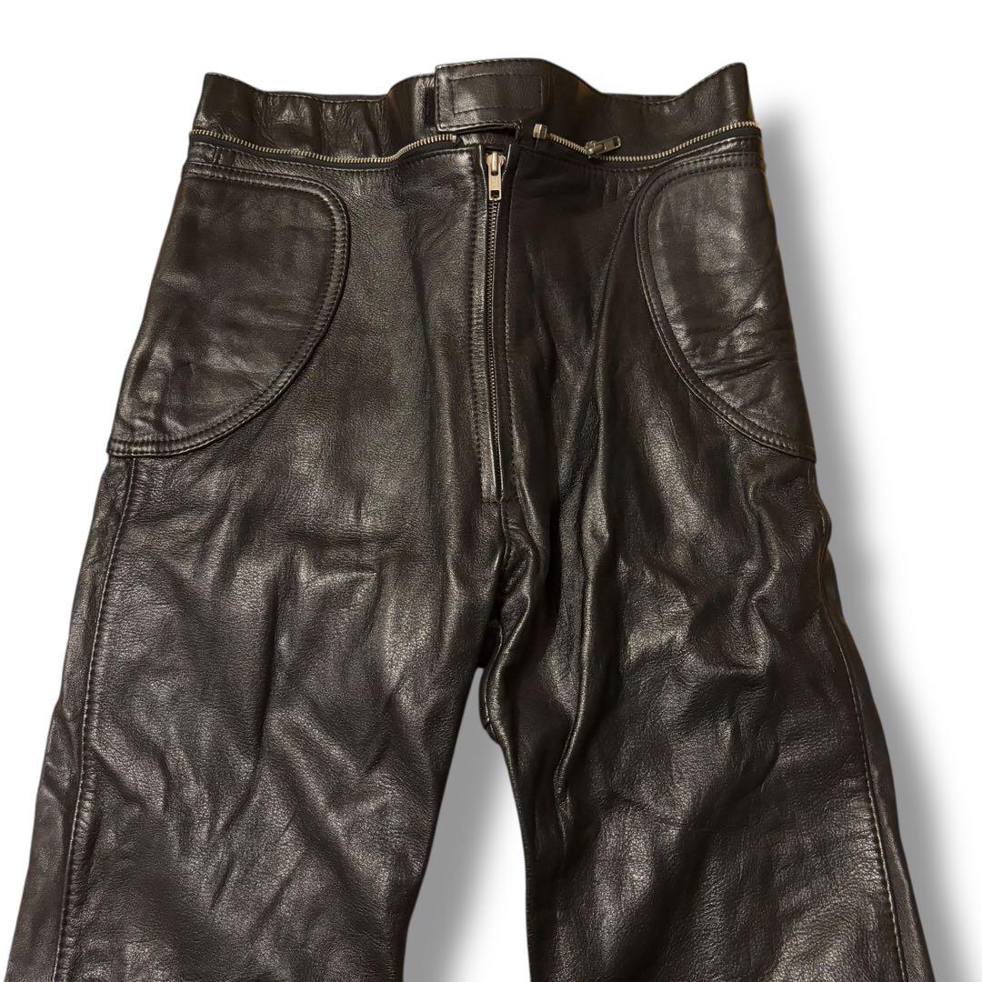 希少 YAMAHA ヤマハ レーシング レザースーツ つなぎ 牛革 赤黒 L